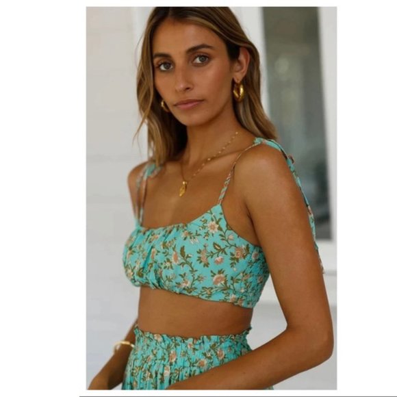 BOHO CHARMED LIFE-2 PC Crop Top / Mini Ruffle Skirt Set - Picture 3 of 6